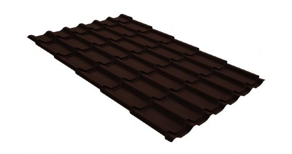 Металлочерепица классик GL 0,5 GreenCoat Pural Matt RR 887 шоколадно-коричневый (RAL 8017 шоколад) купить в Рязани