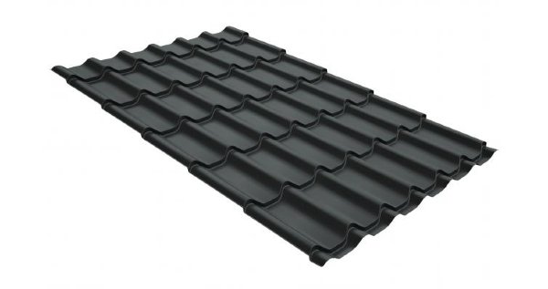 Металлочерепица классик GL 0,5 GreenCoat Pural RR 23 темно-серый (RAL 7024 мокрый асфальт) купить в Рязани