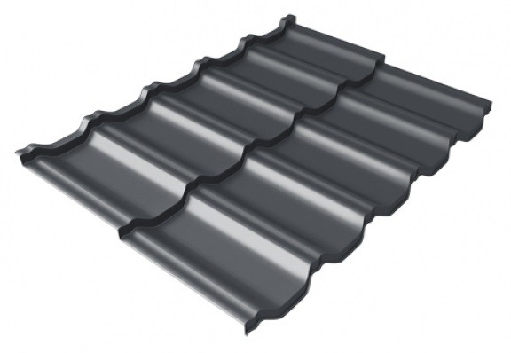 Металлочерепица модульная Квинта Uno Grand Line c 3D резом 0,5 Satin Мatt RAL 7024 мокрый асфальт купить в Рязани