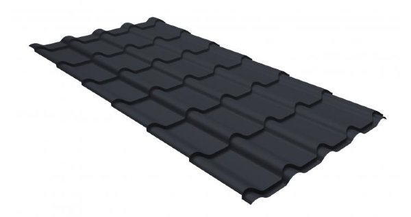 Металлочерепица камея GL 0,5 GreenCoat Pural matt RR 23 темно-серый (RAL 7024 мокрый асфальт) купить в Рязани