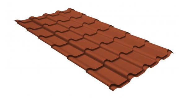 Металлочерепица камея GL 0,5 GreenCoat Pural RR 750 кирпично-красный (RAL 8004 терракота) купить в Рязани