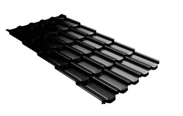 Металлочерепица квинта плюс с 3D резом 0,5 GreenСoat Pural Matt RR 33 черный (RAL 9005 черный) купить в Рязани