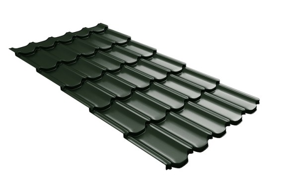Металлочерепица квинта плюс с 3D резом 0,5 GreenСoat Pural RR 11 темно-зеленый (RAL 6020 хромовая зелень) купить в Рязани
