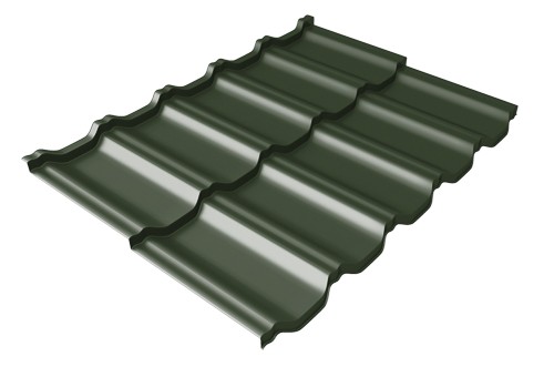 Металлочерепица модульная Квинта Uno Grand Line c 3D резом 0,5 GreenСoat Pural Matt RR 11 темно-зеленый (RAL 6020 хромовая зелень) купить в Рязани