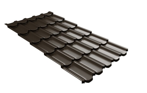 Металлочерепица квинта плюс с 3D резом 0,5 GreenСoat Pural RR 32 темно-коричневый (RAL 8019 серо-коричневый) купить в Рязани
