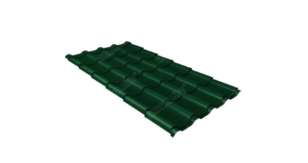 Металлочерепица камея 0,5 Satin RAL 6005 зеленый мох купить в Рязани