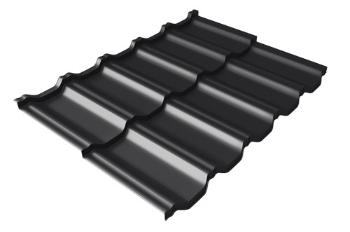 Металлочерепица модульная Квинта Uno Grand Line c 3D резом 0,5 Satin Мatt RAL 9005 черный купить в Рязани
