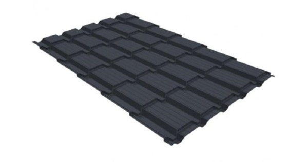 Металлочерепица GL квадро профи 0,5 GreenCoat Pural RR 23 темно-серый (RAL 7024) мокрый асфальт купить в Рязани