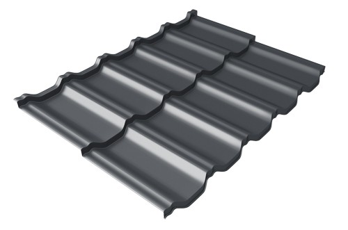 Металлочерепица модульная Квинта Uno Grand Line c 3D резом 0,45 Drap RAL 7024 мокрый асфальт купить в Рязани
