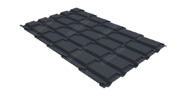 Металлочерепица GL квадро профи 0,5 Satin RAL 7024 мокрый асфальт купить в Рязани