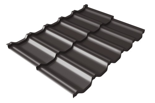 Металлочерепица модульная Квинта Uno Grand Line c 3D резом 0,5 Satin RR 32 темно-коричневый купить в Рязани