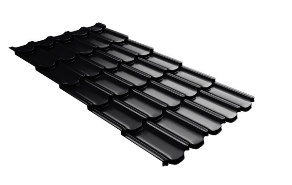 Металлочерепица квинта плюс с 3D резом 0,5 Satin Мatt RAL 9005 черный купить в Рязани