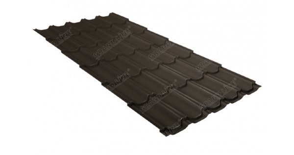 Металлочерепица квинта плюс 0,5 GreenCoat Pural Matt RR 32 темно-коричневый (RAL 8019 серо-коричневый) купить в Рязани